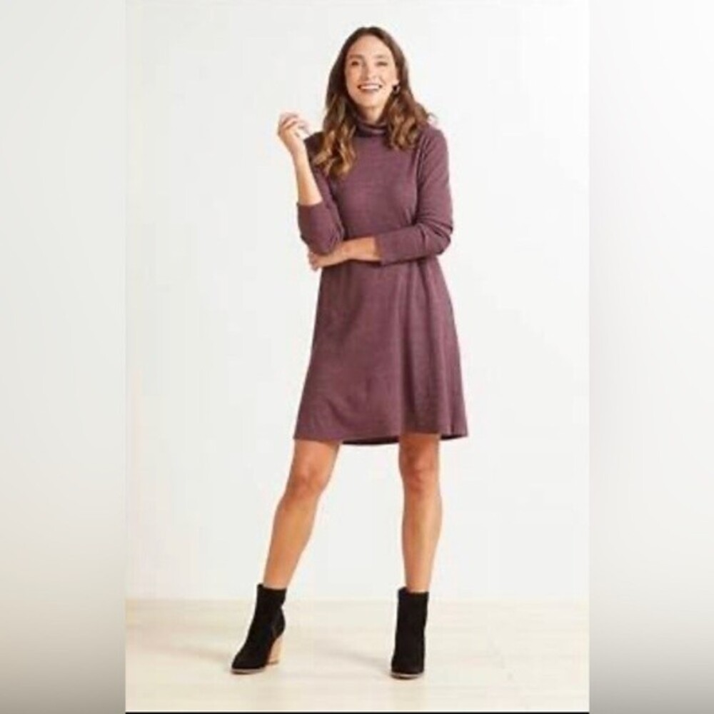 NWT Michael Stars Jules Thermal Dress in Eggplant with Turtleneck, Size …